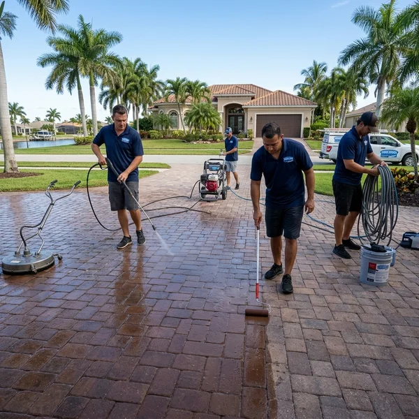 After: wet-look sealed pavers