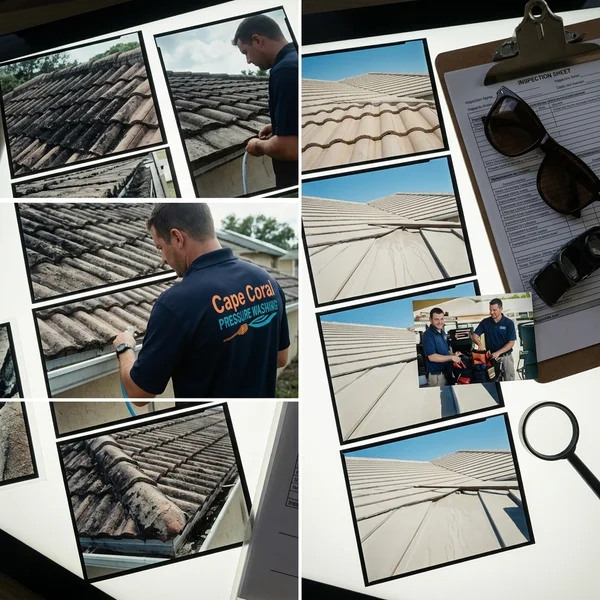 Before: black algae streaks on shingle roof