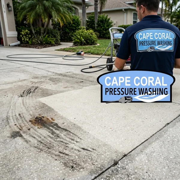 Before: oil stains on driveway