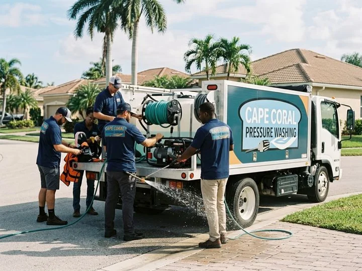 Cape Coral Pressure Washing team with commercial soft wash rig