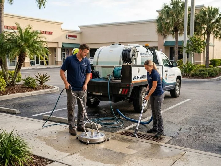 Commercial pressure washing rig with reclamation tank