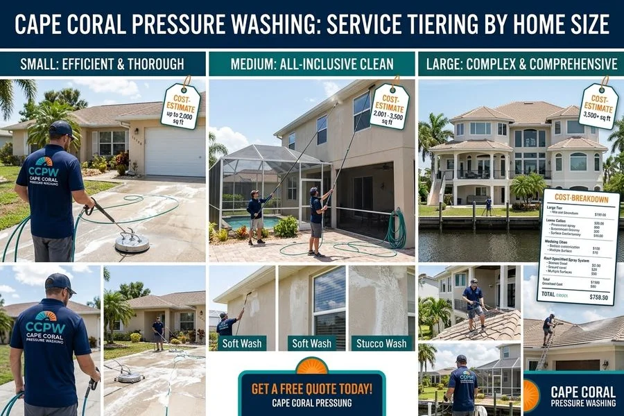 Florida house washing cost tier infographic