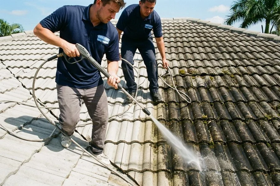 Cracked tile from pressure washing