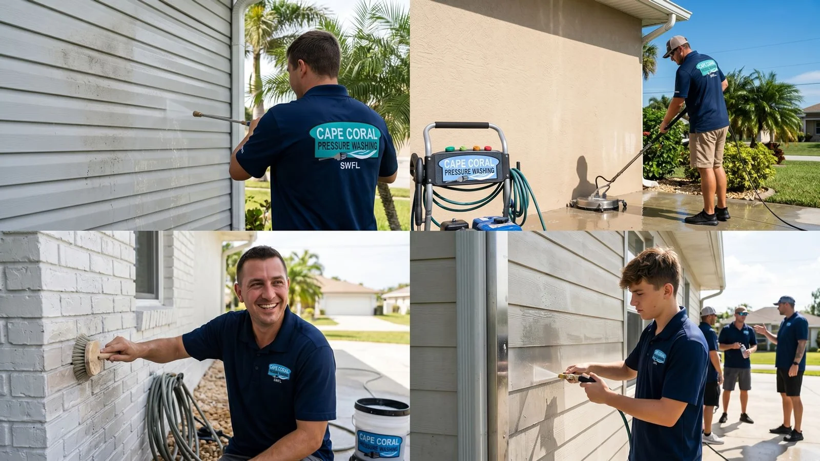 Four SWFL siding types — all freshly cleaned