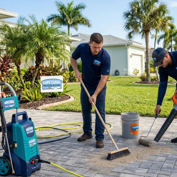 Mid-process: polymeric sand application