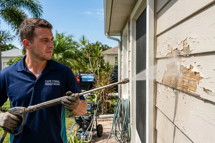 Pressure wash damage: paint peeling
