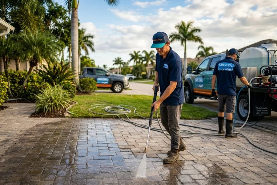 Same pavers in both finishes