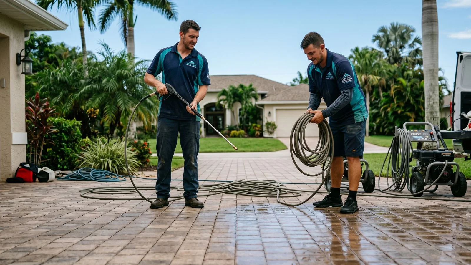 Wet-look vs matte pavers side-by-side