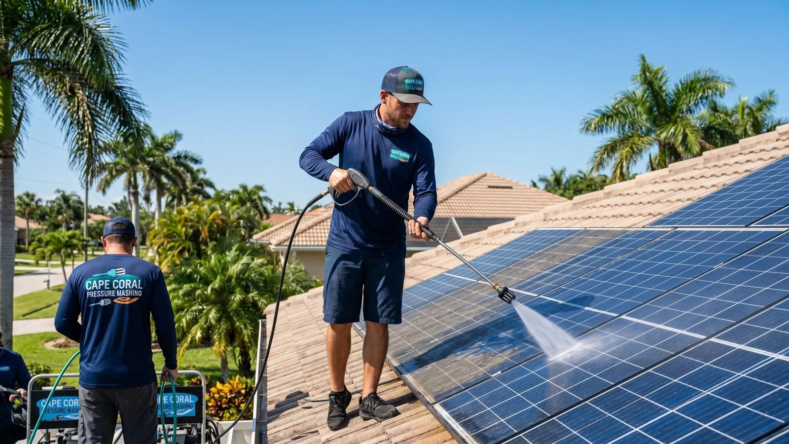 Clean solar array on Florida home