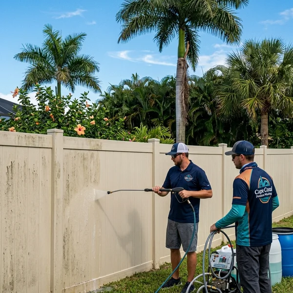 Vinyl fence cleaning